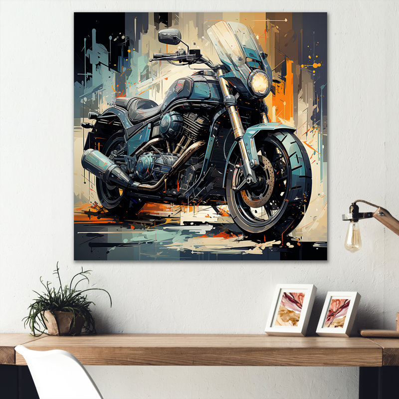 «Blue Chopper Bike Matrix» sur toile, H 16 po x l 16 po x P 1 po, Toile tendue