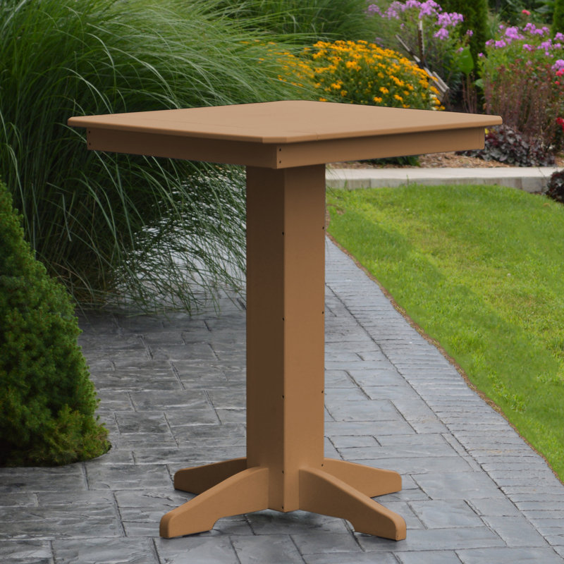 Neville Square Outdoor Bar Table With Umbrella Hole , in. W in. D, Cedar, 44" W x 44" L x 42" H