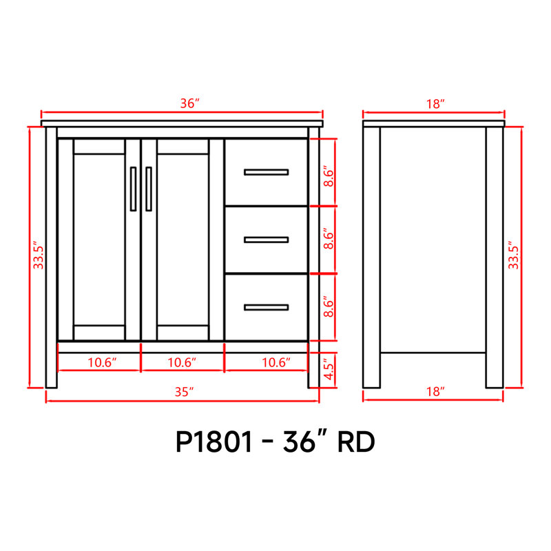 Lewey 36'' Single Bathroom Vanity with Ceramic Top, White