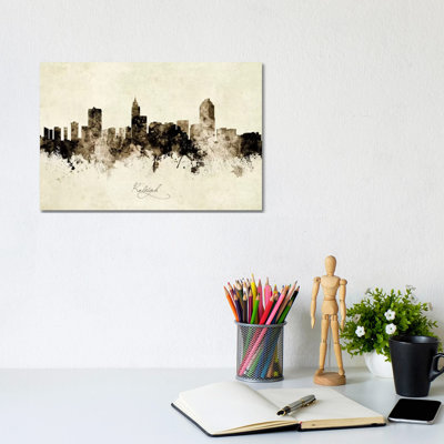 Raleigh North Carolina Skyline by Michael Tompsett - Wrapped Canvas Print