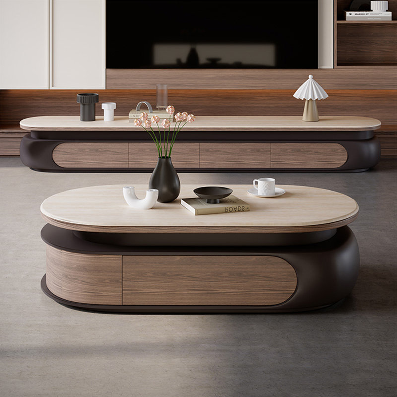 Modern Creative Granite Coffee Table, Black