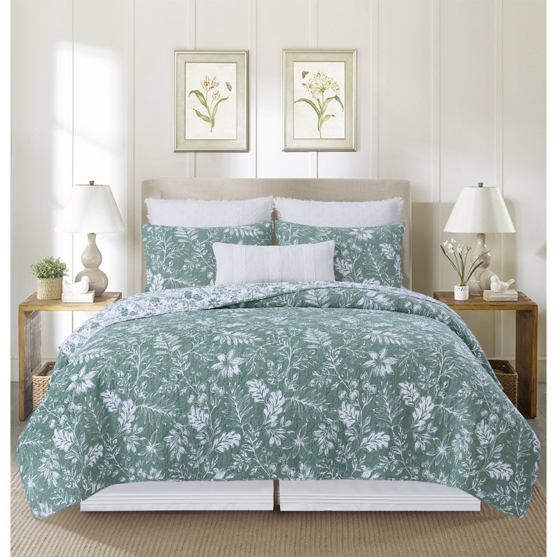 Everview Sage King 3-Piece Quilt Bedding Set, Green, King Quilt + 2 King Shams