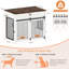 Large Dog Crate Furniture with Drawer Storage, Sliding Doors, Rotating Bowls-914964206