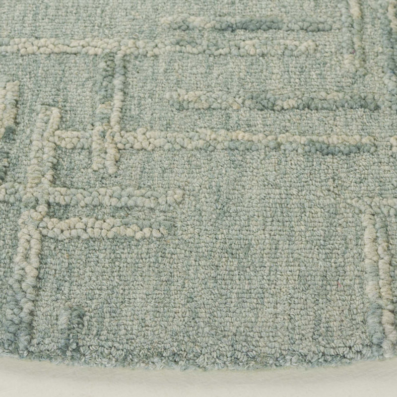 Melaniece Ebony Hand Tufted Wool Cotton Abstract Rug in Green, Round 6'