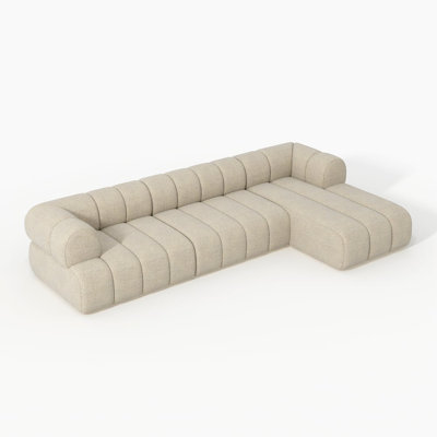 Nimbus 118" 3-Piece Channel Chenille Sectional Sofa With Chaise