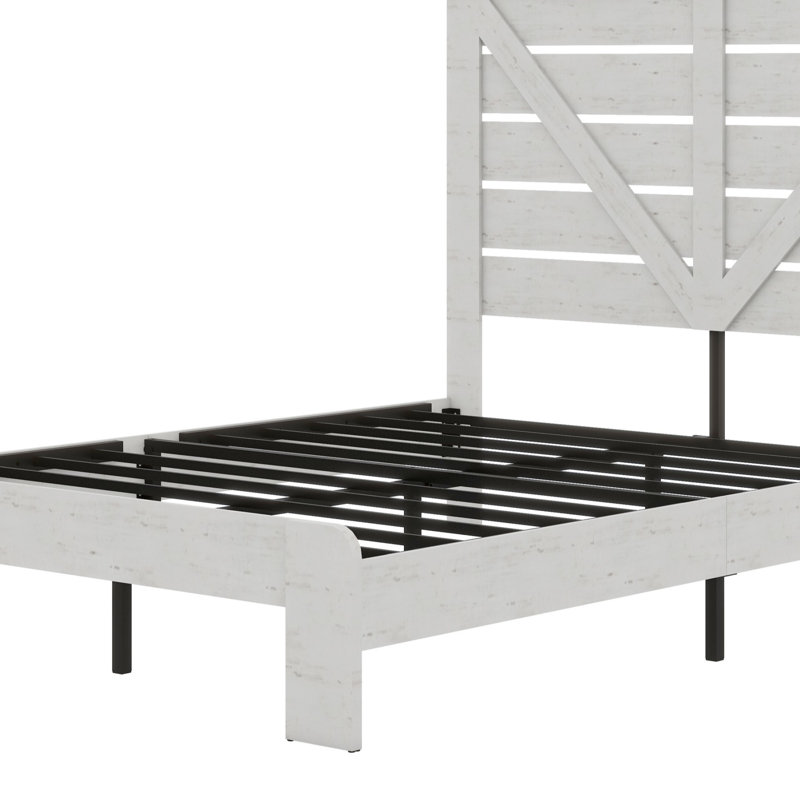 Tête de lit, base de lit plateforme en bois, Double, Blanc