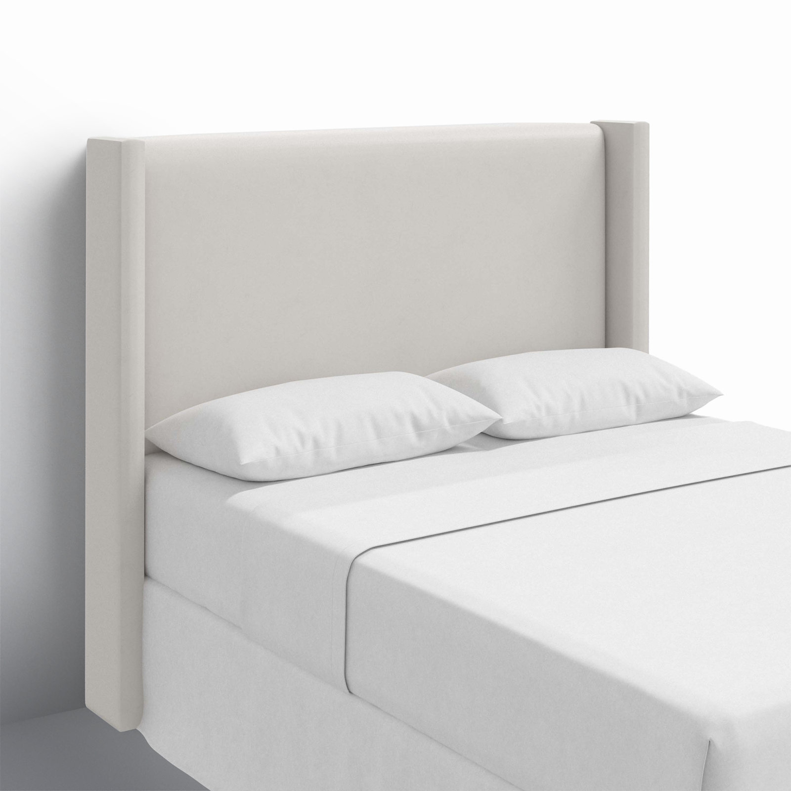 Hanson Pine Headboard, Twin, Bella Light Gray Performance Velvet