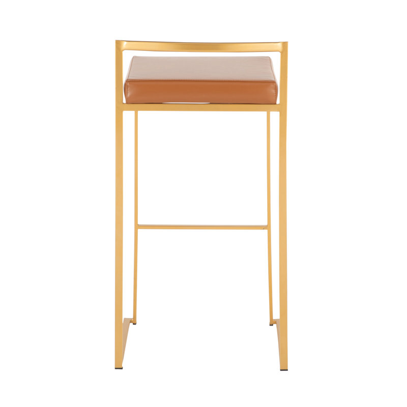 Ernestine Stackable Bar and Counter Stool, Bar Stool (30" Seat Height), Camel/Gold