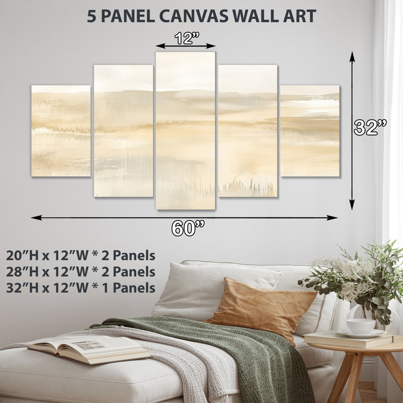 Art mural neutre désertique, toile abstraite beige, panneau abstrait champ neutre 5