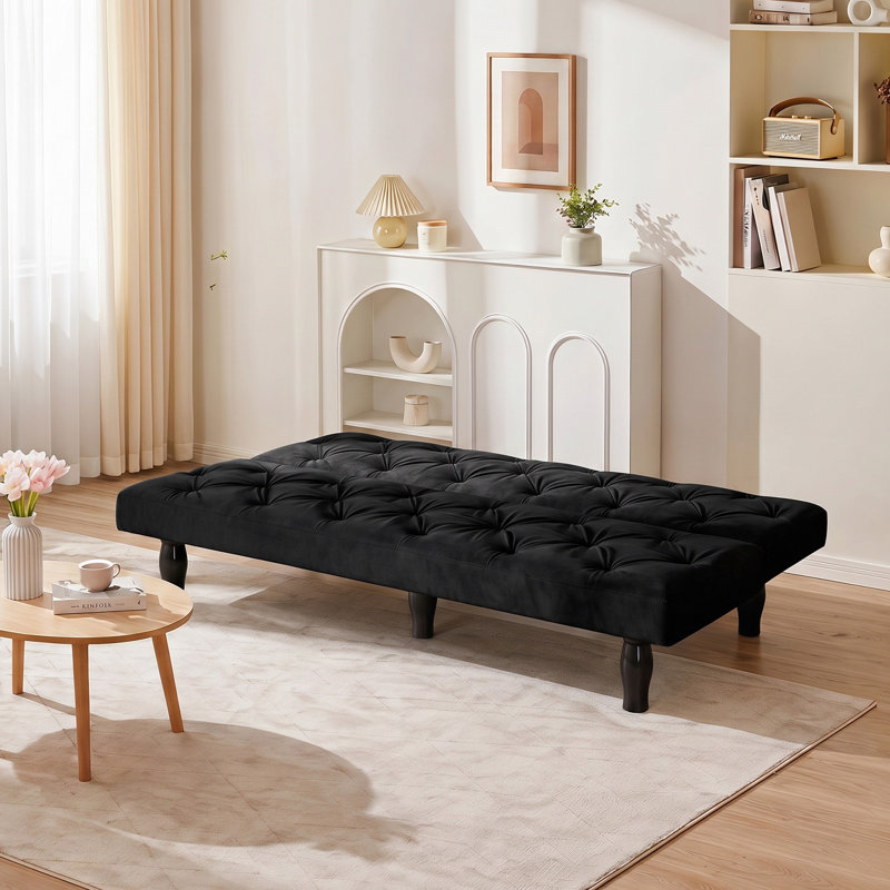 66 Inch Velvet Living Room Sofa, Black