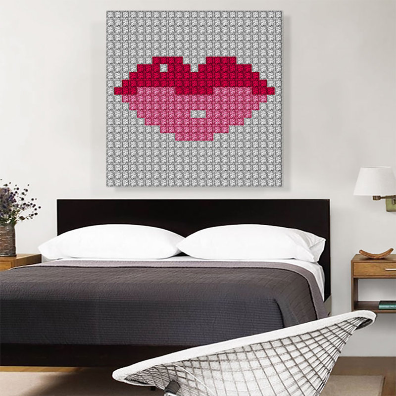 «Pink Pixel Lips Emoticon Jewel Pixel», impression sur toile tendue, H 36 po x l 36 po x 1,5 po