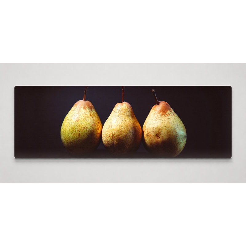 «Three Pears Still Life», art mural sur toile panoramique, 36" W x 12" H