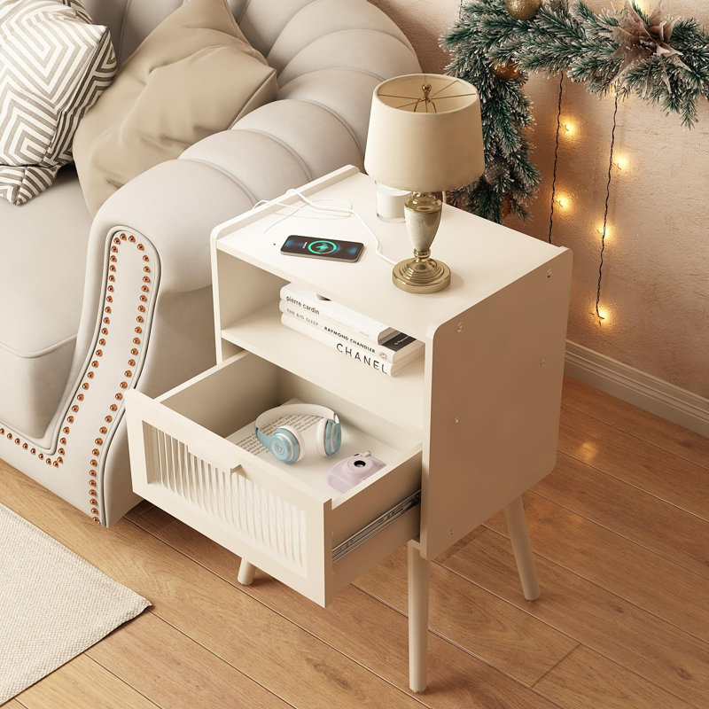 15.98 " W Nightstand, White