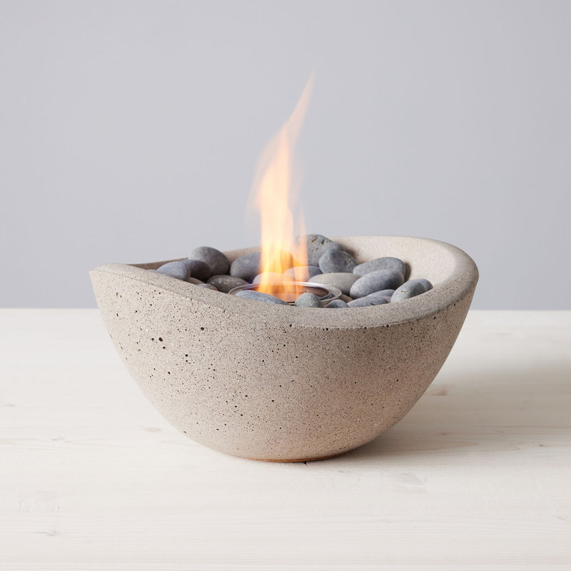 Sand Concrete Tabletop Gel Fuel Fire Bowl for Indoor/Outdoor Use