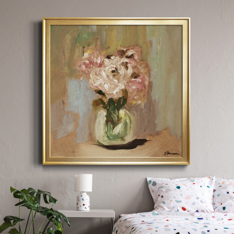 " Perfect Peonies " Painting Print, Gold Framed, 30.5" H x 30.5" W x 1.5" D