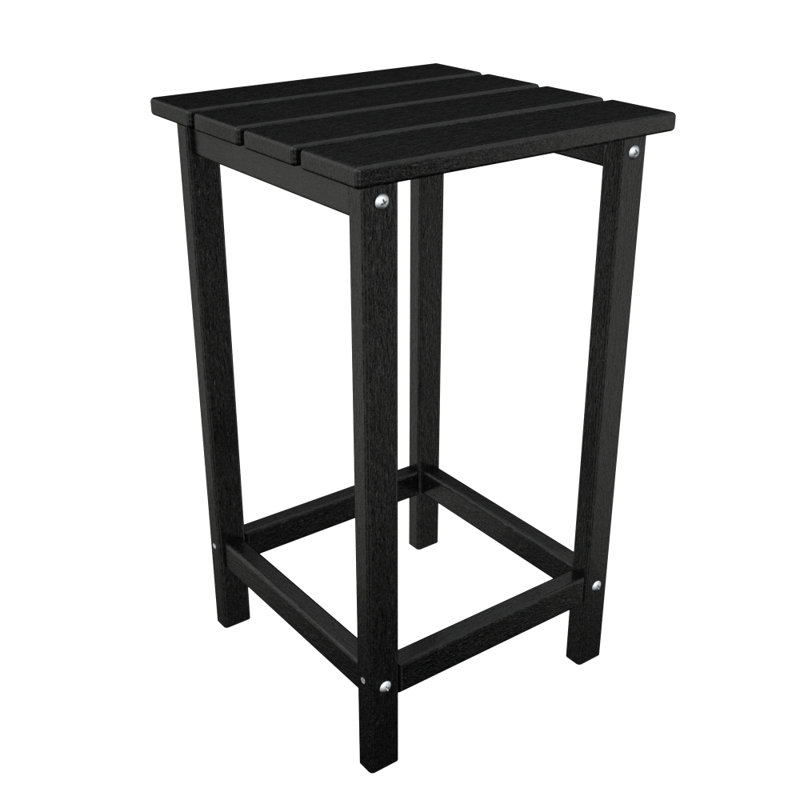 POLYWOOD Long Island 26" Counter Side Table, Black