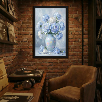 Plants & Flowers Blue Peonies In Vase With Floral Design