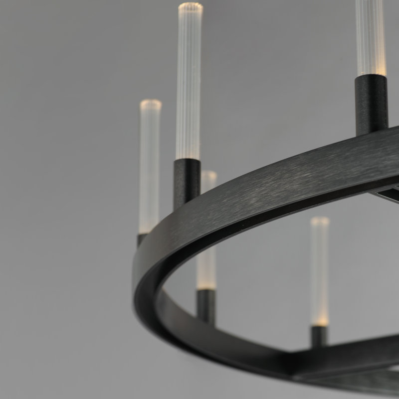 Briarcliff 15-Light Dimmable Integrated LED Wagon Wheel Chandelier, Black