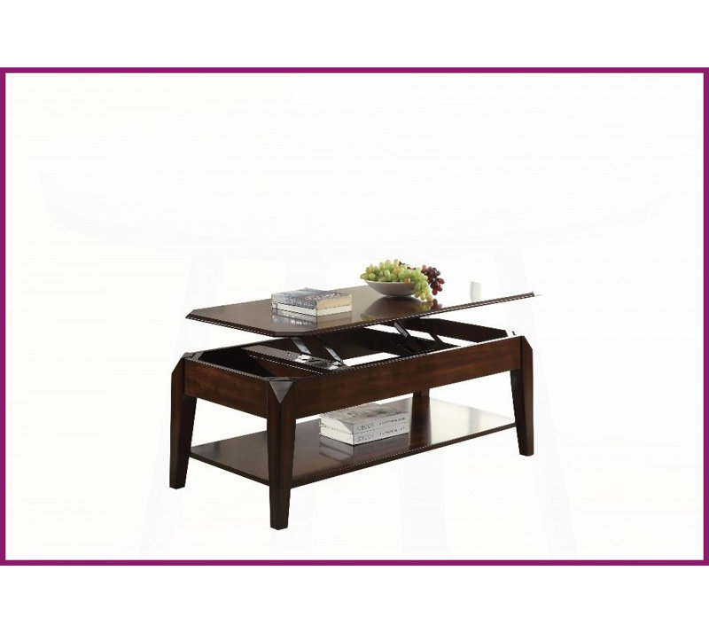 Élégante table basse à plateau relevable en noyer pour le salon - double rangement et amp; Tablette inférieure