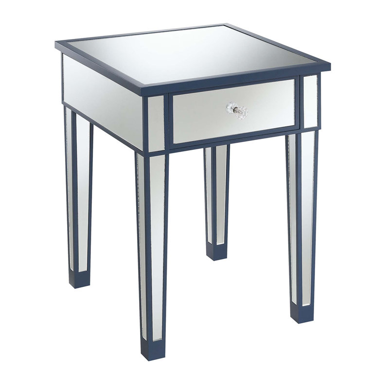 Table de bout avec rangement Claybrooks, Bleu cobalt / miroir