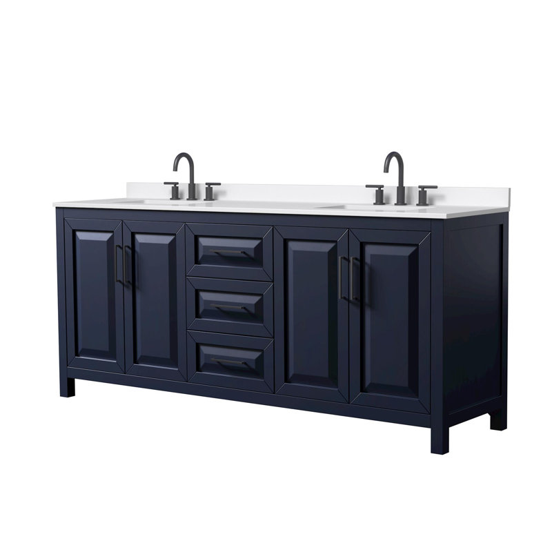 Daria 80 in. Vanity, Giotto Quartz, Blue, Matte Black