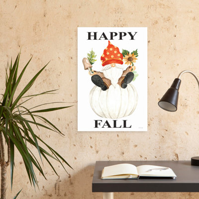 Happy Fall Gnome Whimsical Abstract Contemporary Sunflower Landscape Nature Art