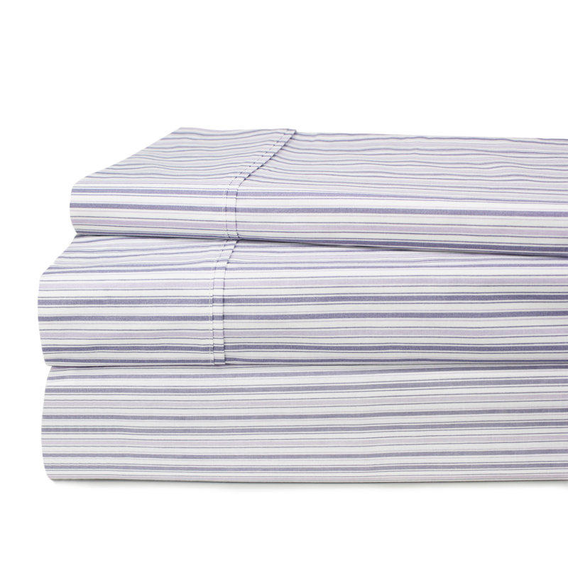 Ensemble de draps en percale 100% coton 200 fils Beford Lane, Ensemble de draps pour lit double + un drap-housse, Mauve