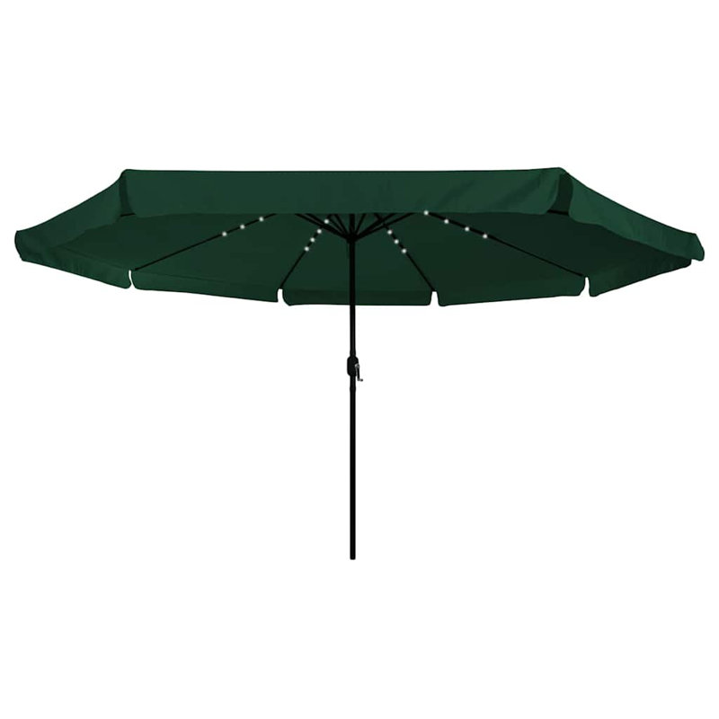 Garden Parasol with LED Strip Lights Polyester Outdoor Shade Summer, Green
