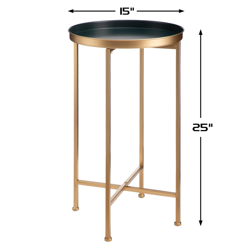 Gold & Navy Blue End Table - Versatile Round Accent Table For Indoor & Outdoor Use