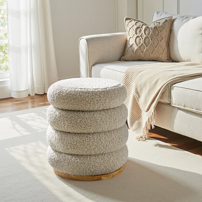 Rosa Modern  Storage 360°Swivel Round Ottoman with Solid Wood Base