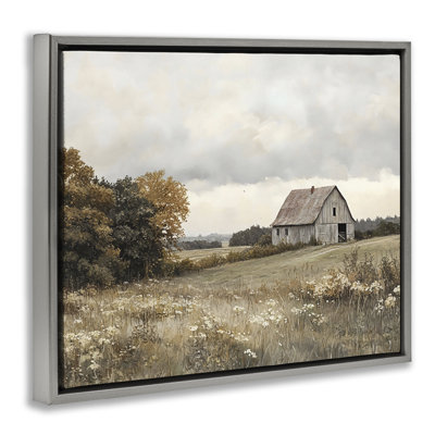 Muted Autumn Barn Meadow Floating Frame, design by LSR Design Studio