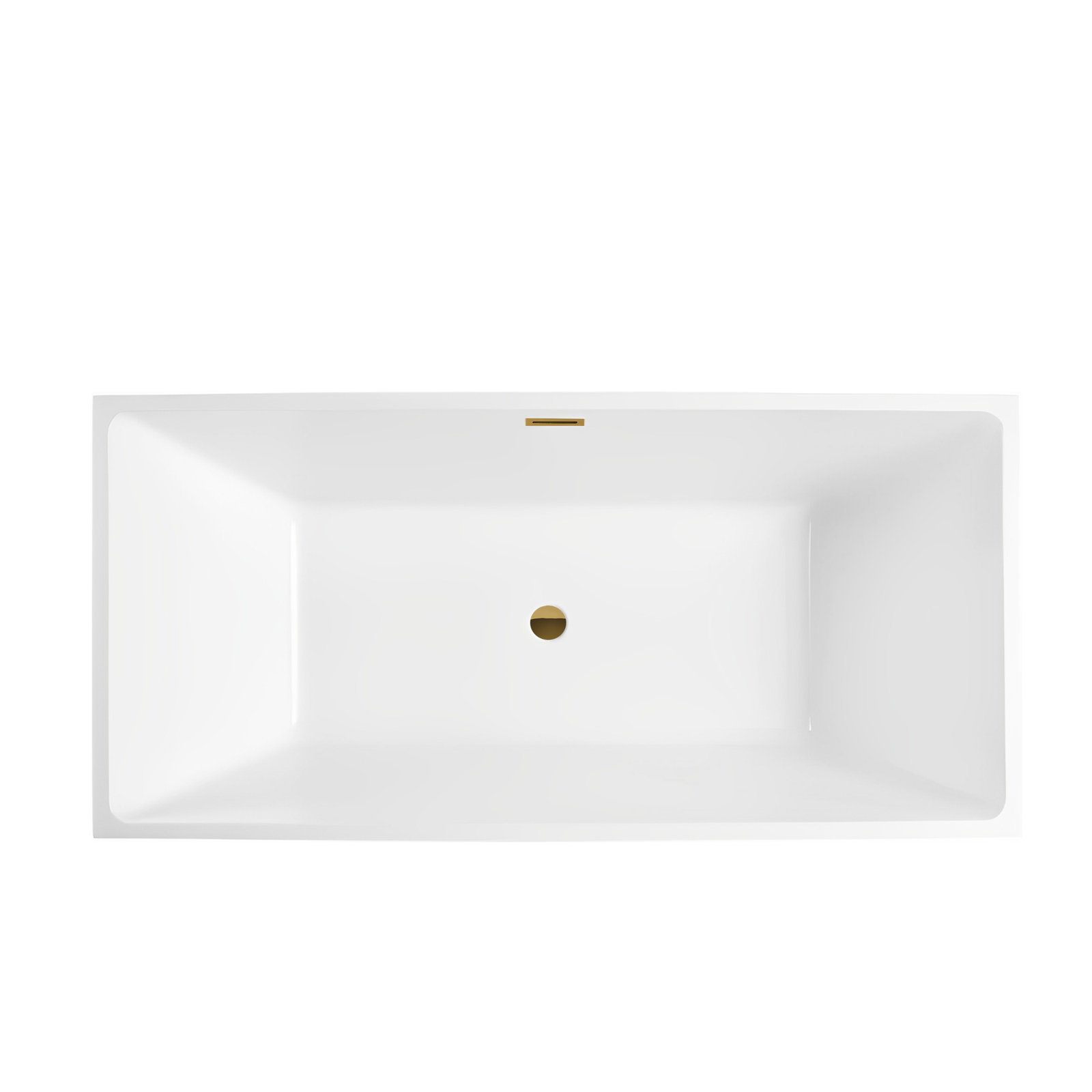 Lydia 59" Freestanding Soaking Bathtub, White/Titanium Gold