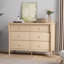 Commode 6 tiroirs avec rangement, large commode pour chambre de bébé, chêne-2073579870