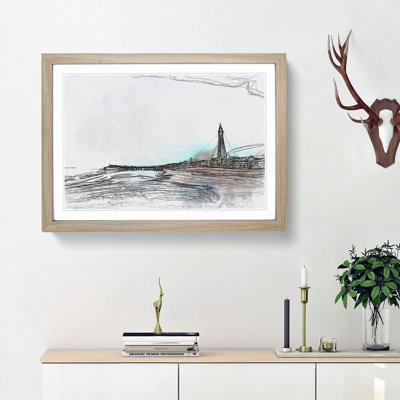 Blackpool Tower and Beach in Abstract - Framed Print
