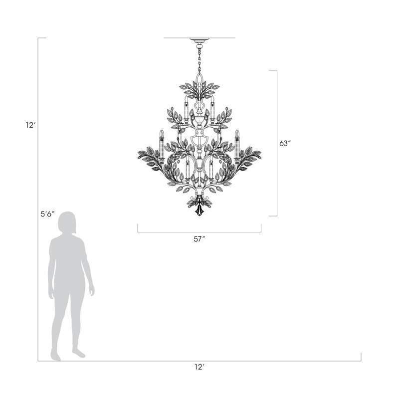 Lustre rond en cristal 57 po Laurel, Or
