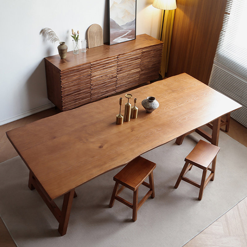Table de salle à manger en bois massif Minimalist: plateau très long et base simple, H 29,53 po x L 86,61 po x l 31,50 po