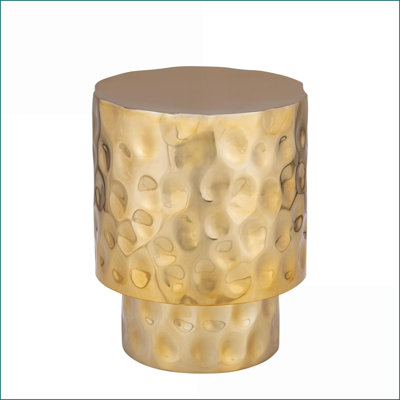 Table basse moderne en acier inoxydable doré pour le salon, texture durable martelée à la main et amp; Style polyvalent