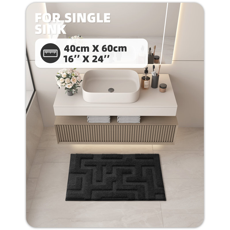 Tapis pour salle de bain Sighrik, Noir, L 16 po x l 24 po