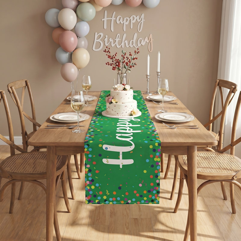 Table Runner 6 Pack 72 Inch, Colored Dots Polyester Dining Decor for Birthday Party Kitchen Table