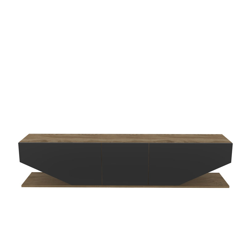Pearl Modern TV Stand TV Unit for TVs up to 71", Black/Oak