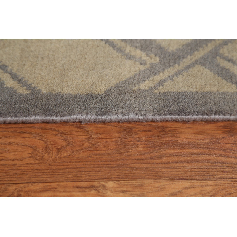 Tapis oriental abstrait géométrique unique en son genre noué à la main 7 pi 11 po x 9 pi 11 po