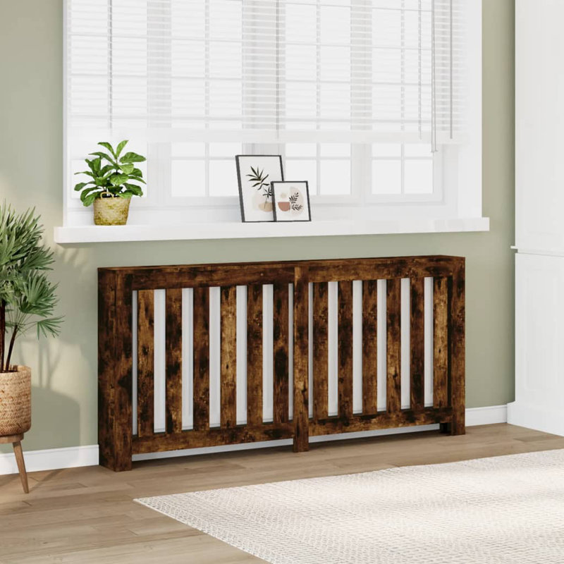 Extra Large Radiator Cover, Smoked Oak, 175 x 20 x 82 cm, Vertical Slats