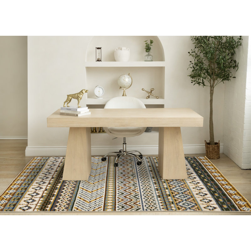 Tapis rouge crème texturé Latiana, Rectangle 5 pi 3 po x 7 pi 7 po