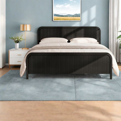 Très grands lits silencieux avec rangement, structure en bois aggloméré, chambre à coucher moderne noire