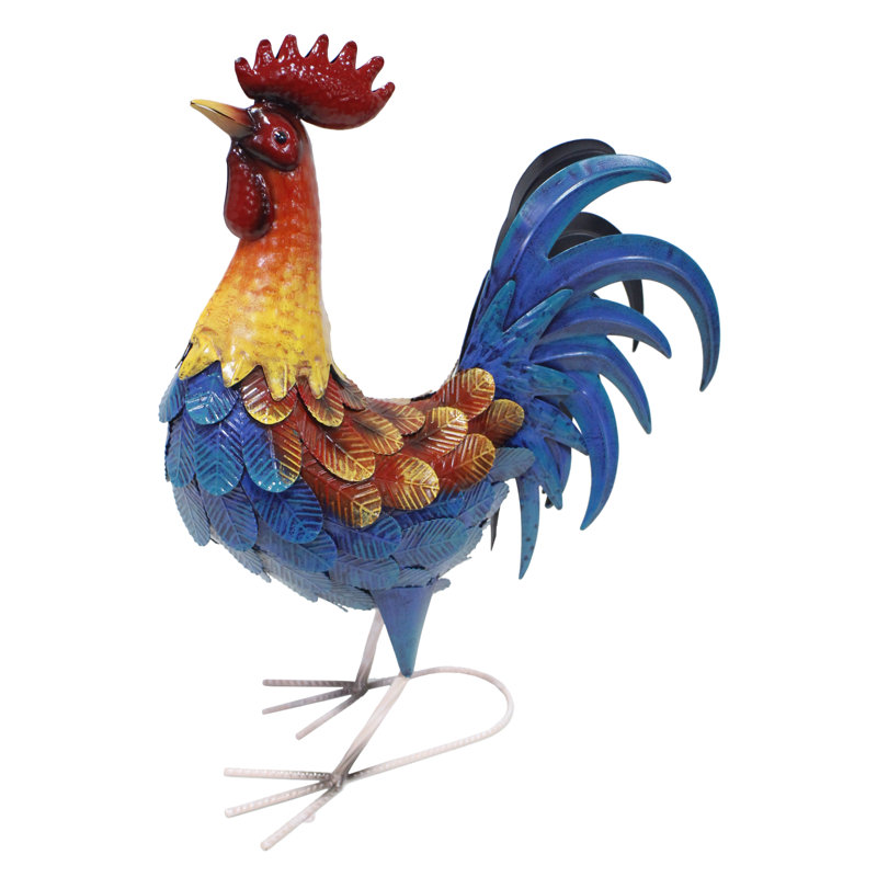 Statue de poulet en métal