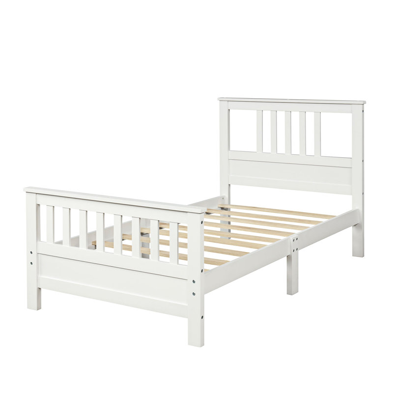 Twin Size Modern Wood Platform Bed, White