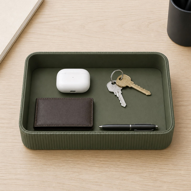 Organiseur de plateau de rangement en cuir PU avec doublure souple