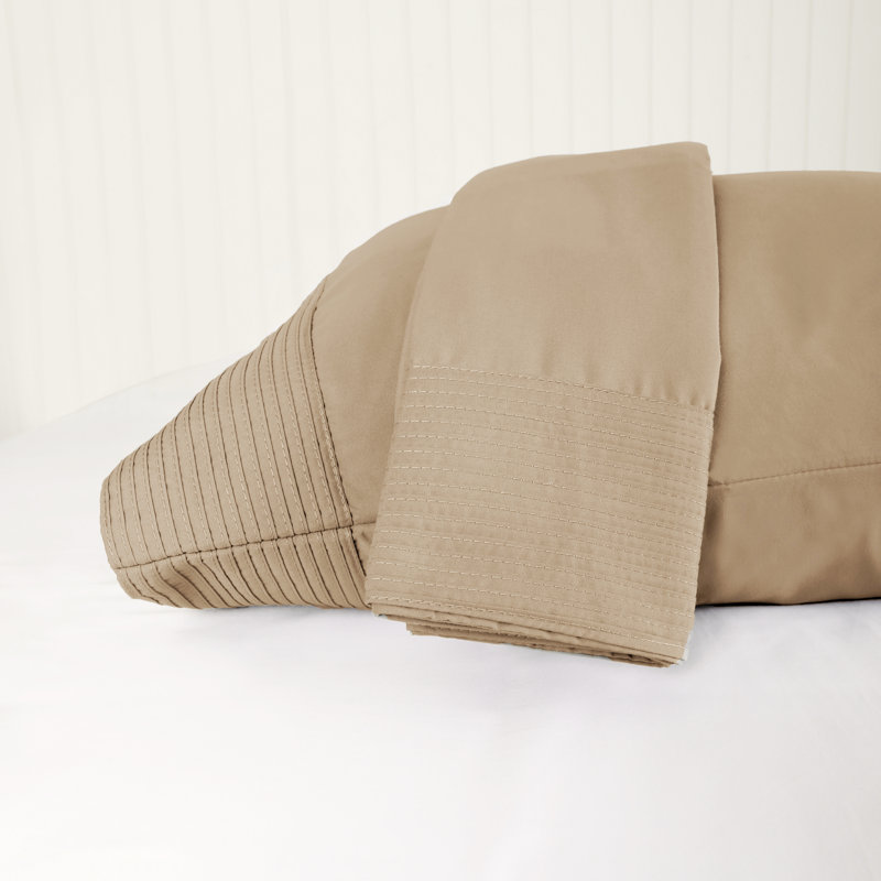 Deux taies d'oreiller à ourlet plissé en microfibre Eldon par Southshore Fine Linens, Très grand, Taupe