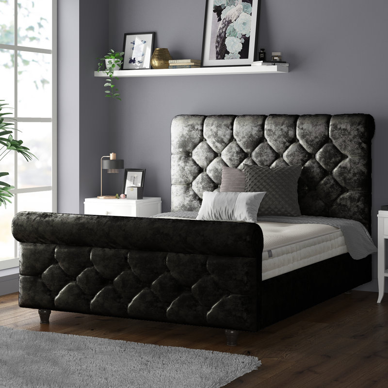 Bella Vista Upholstered Bed, Single (3'), Black