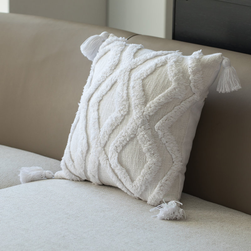 Handwoven Cotton Euro Throw Pillow with Tassel Corners